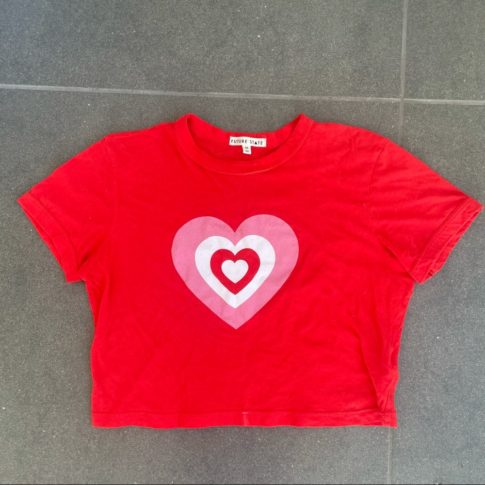 Cropped Heart Graphic Baby Tee